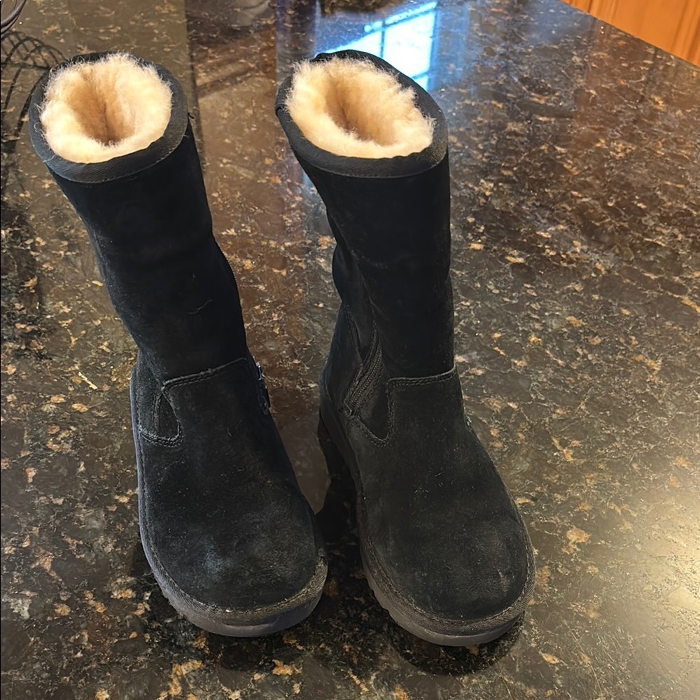 UGG Black Rain & Snow Boots with Sheepskin Lining
